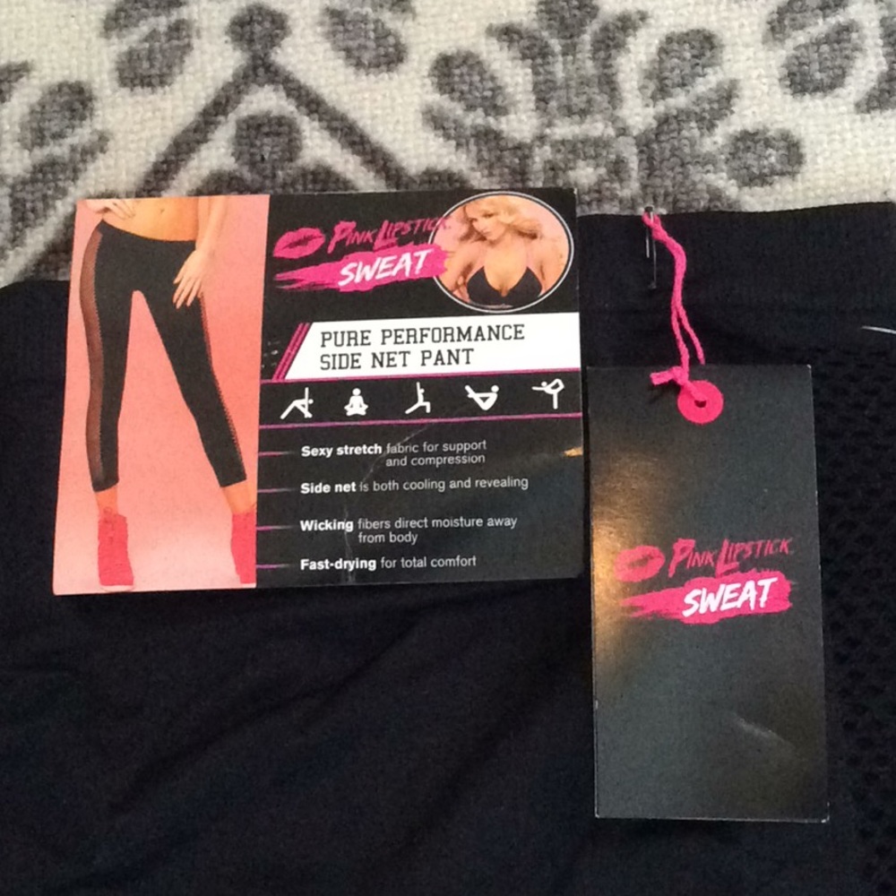 Athletic Stretch Pants Crop Net Black Size S/M - Picture 4 of 7